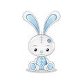 Greeting Card with Cute child Blue Rabbit.